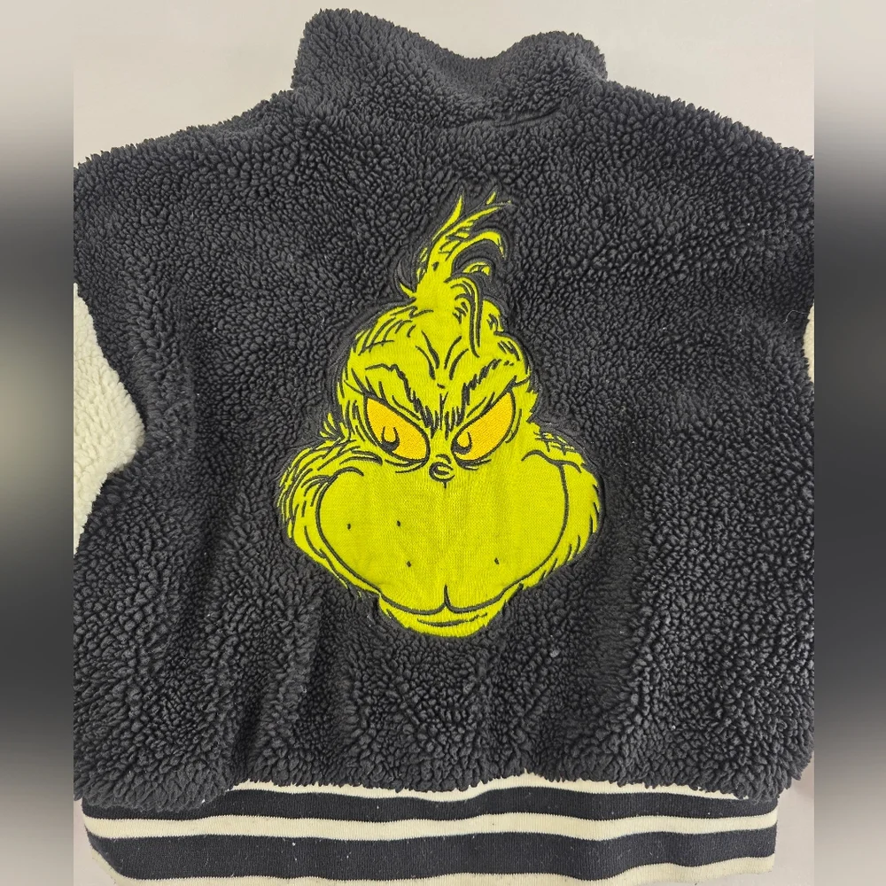 Justice Girl's 5/6 XS Grinch Theme Sherpa Varsity Jacket Full Zip 3343-CB